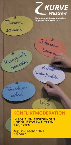 Flyer KURVE Wustrow_Konfliktmoderation 2021 Cover